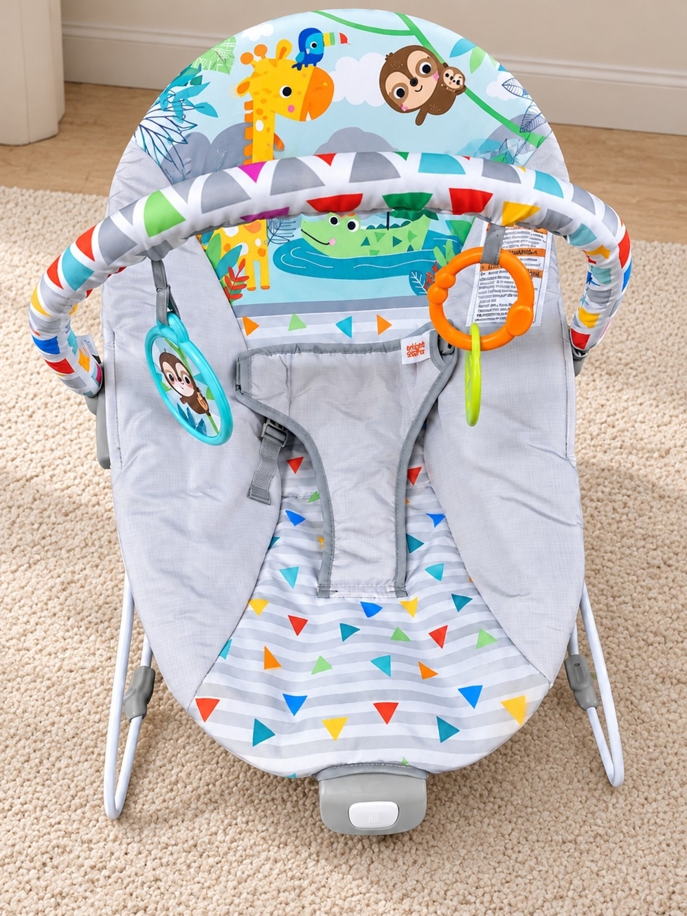 Baby Infant Bouncer Rocker Seat with Toy Bar – Gray Multicolor